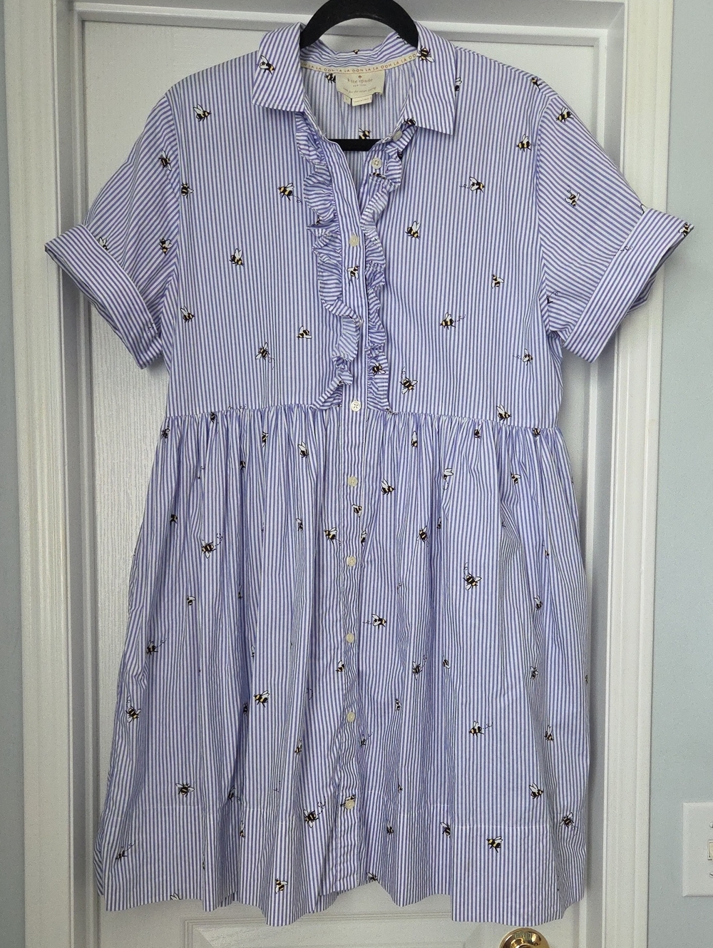 kate spade 100% Cotton "Abuzz" Bumble Bee Striped Poplin Shirtdress
